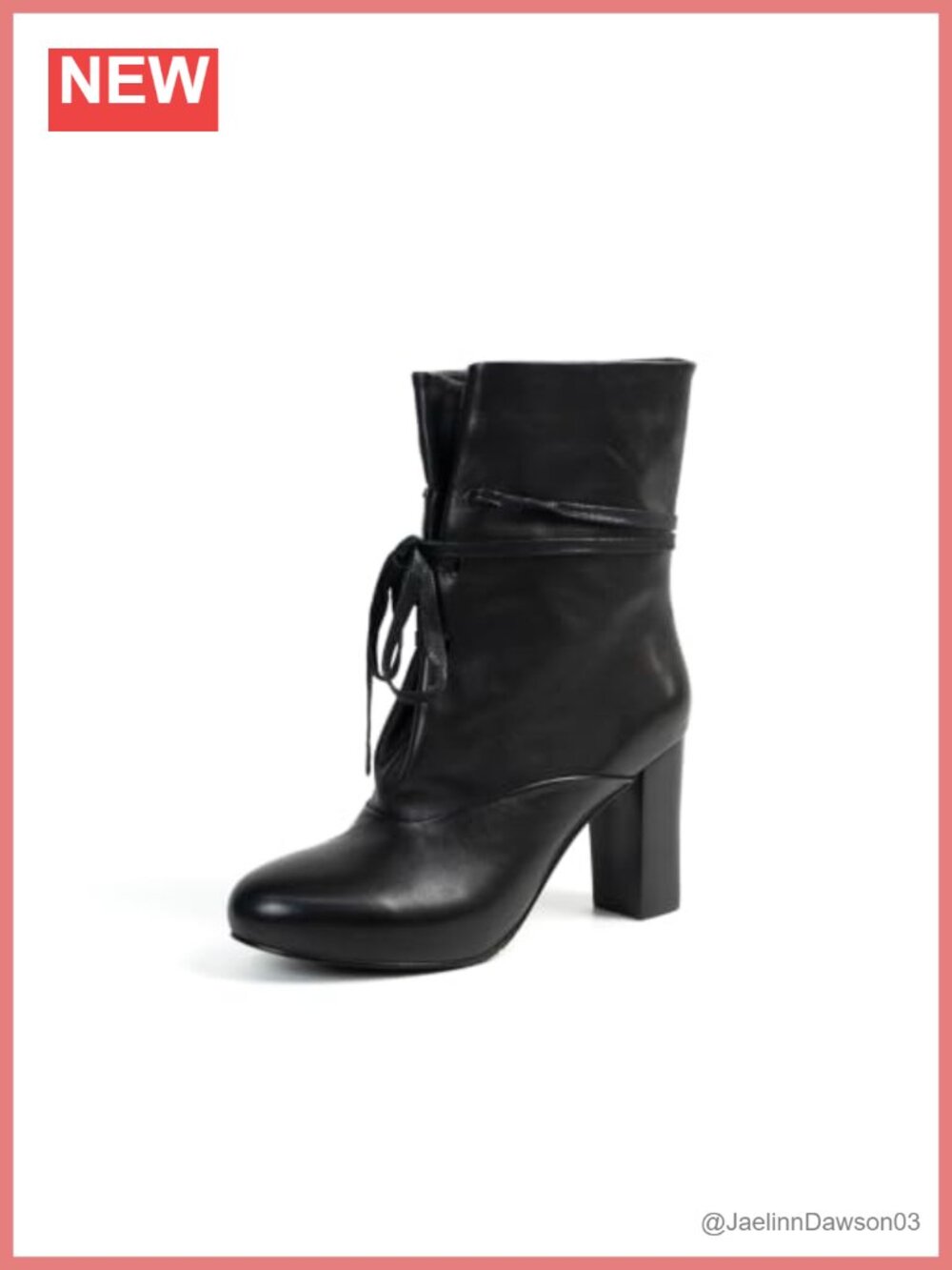Genuine Leather Lace Up Ankle Boots Chunky Block Heel Waterproof